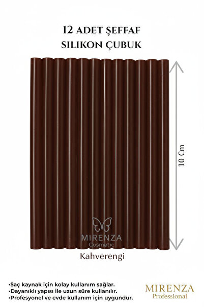mirenza cosmetic 12 Adet Kahverengi Saç Kaynak Çubuk Silikon Çubuk Keratin Ka...