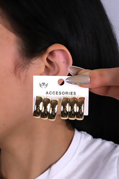 LOWEN AKSESUAR 6 قطع من الأقراط النسائية ذات اللون الذهبي