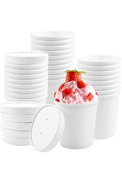 Generic 50 Pcs 16oz White Kraft Paper Soup Bowls With Vented Lid Disposable F...