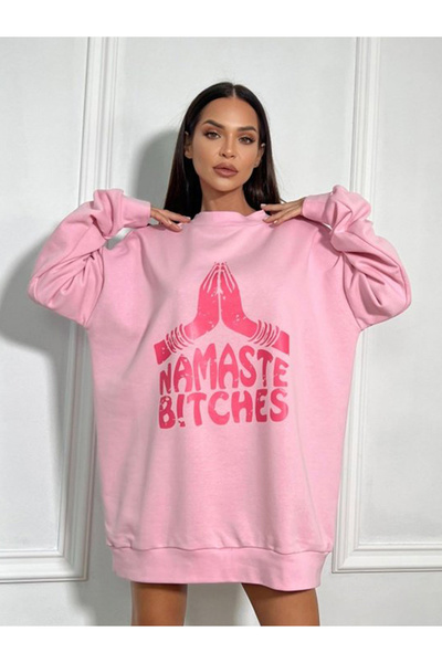 CC STORE Hanorac casual NAMASTE BITCHES, cu imprimeu pe piept