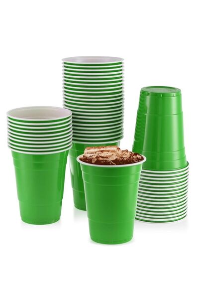 Generic StarMar 16 oz Green Cups [50 Pack] Disposable Plastic Cup, Big Birthday Party Cups, St Patrick day