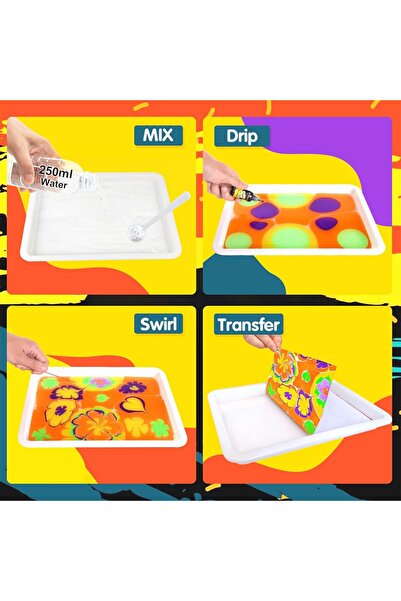 Coodoo Kids Water Marbling Paint Set - Craft Kit, Gift for Ages 6-12