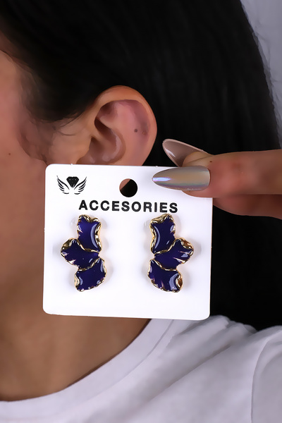 LOWEN AKSESUAR أقراط نسائية على شكل زهرة نصفية باللون الأرجواني