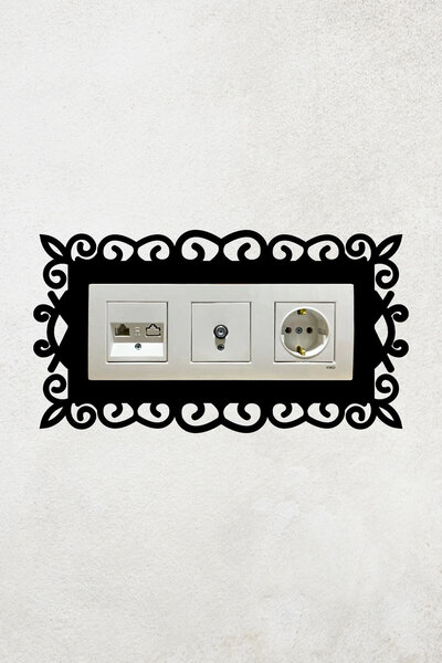 Mio Life Şık Desen Tasarım 3lü Priz Çerçevesi (İÇ ÖLÇÜ 22,75X8,4 CM) Üçlü Dekoratif Çerçeve - Duvar Süsü Mode