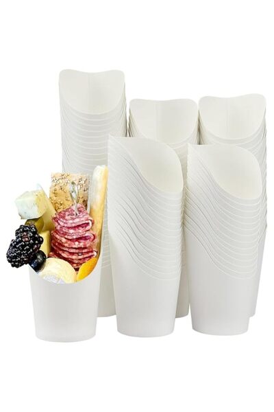 Generic 100 Pcs French Fries Holder, 14oz Disposable Paper French Fry Cups White Charcuterie Cups for all O