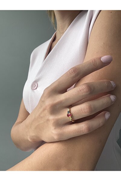 Ressia Princess Model Colorful Zircon Stone Elegant Oval Four Stone Design Ring