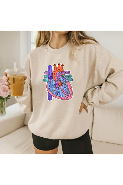 Tubinyoo سويت شيرت مطبوع عليه قلب تشريحي