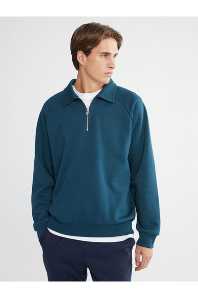 LC Waikiki Rmz Gi̇yi̇m Farkiyla Devrik Roba Yaka Men's Thick Sweatshirt