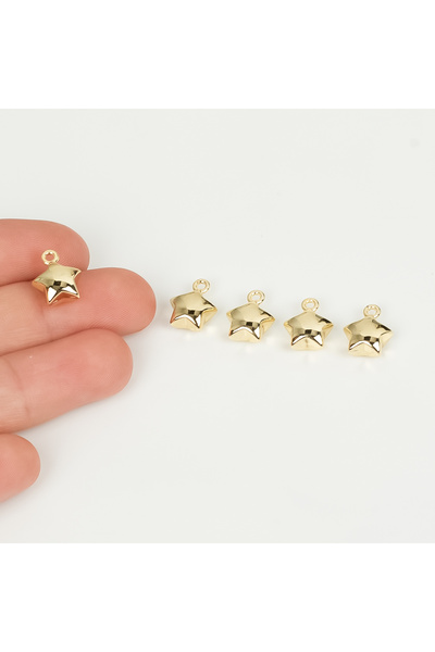 yfhobi 1 Adet - 12 mm Yıldız Desen Metal Uç, Takı İçin Charm Uç, Altın Kaplam...