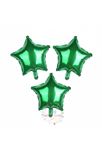 İSTOÇ PARTİ Dark Green Color Star Foil Balloon 3 Pieces