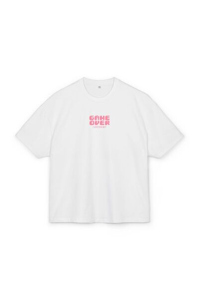 LORVEX Tricou supradimensionat unisex din bumbac cu imprimeu – Imprimeu GAME ...