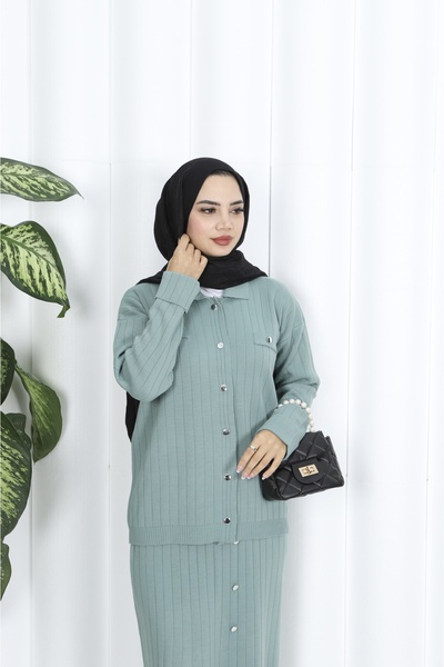 NİSUM MODA Button Detailed Knitwear Skirt Suit