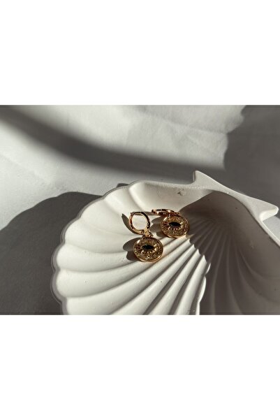 all mine Green Stone Eye Charm Dangle Steel Earrings