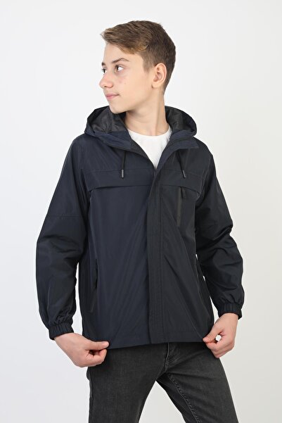 ASYAKİDS CLUB Boy's Hooded Pocket Lined Seasonal Raincoat