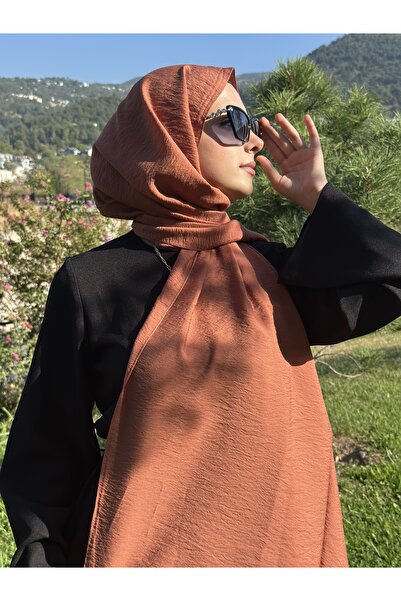 Lantliv Hijab Viscose Silk Blended Aerobin Fabric Solid Color Shawl, Self Wrinkle Pattern Shawl