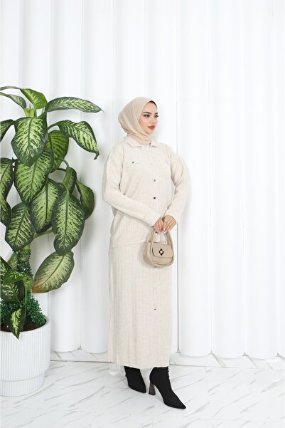 NİSUM MODA Button Detailed Knitwear Skirt Suit