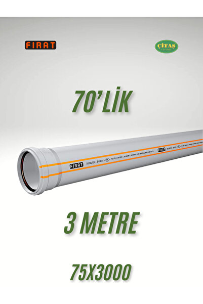ÇİTAŞ FIRAT 75X3000 DUBLEX PVC BORU 70'LİK 3 METRE 70X3000 OLUK İNİŞ BORUSU 3.2MM KALINLIK