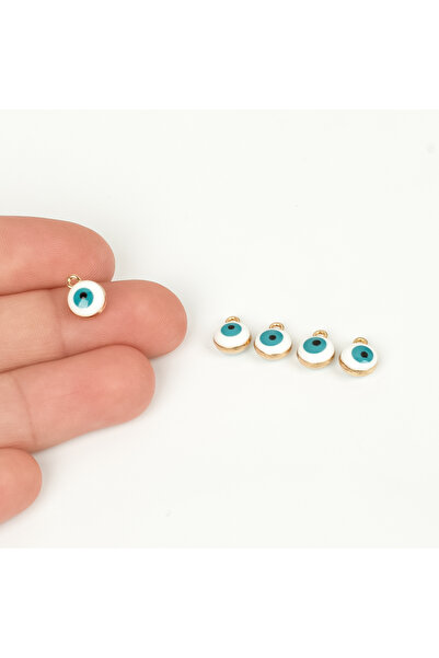 yfhobi 1 Adet - 7 mm Çift Taraf Beyaz Nazar Mineli Uç, Takı İçin Charm Uç, Al...