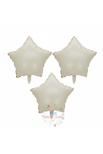 İSTOÇ PARTİ Cream Color Star Foil Balloon 3 Pieces