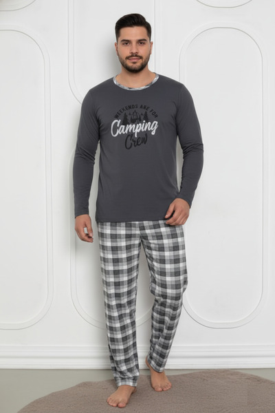 embody Men's cotton long pyjamas, men's cotton long pyjamas, batal large size grey 835