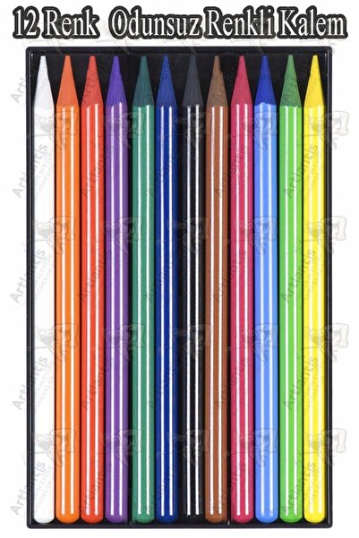 Artlantis Odunsuz Grafiti Kalemi 12 Renk 1 Paket Odunsuz Kömür Kalemi 12 li F...