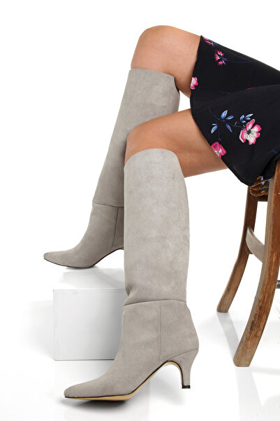 PİMORA '' FERSİNO '' Кам'яний замш, гострий каблук 5 см, тонкий каблук, чоботи, новий сезон