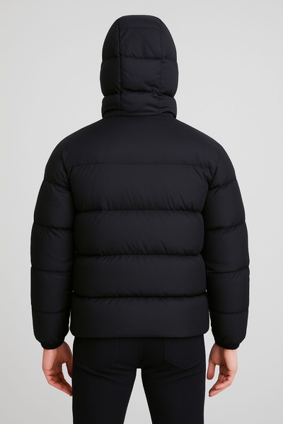 ModaZareef Erkek Siyah Su Geçirmez Kalın Şişme Mont