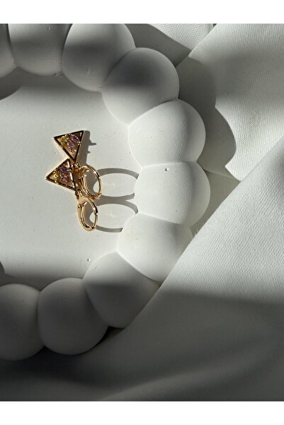 all mine Elegant Triangle Dangle Steel Earrings with Zircon Stone