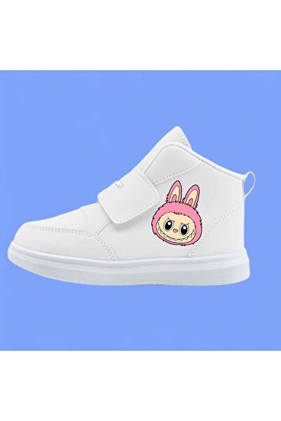 bhk desing حذاء بناتي مطبوع عليه رأس لابوبي باللون الوردي