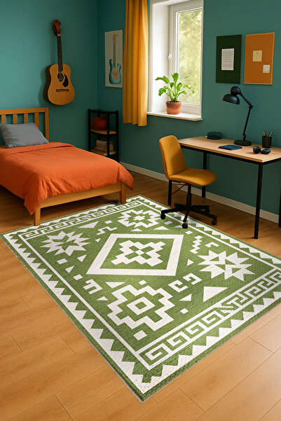 Rugs Modern Halı سجادة موسو الخضراء ذات الطابع العرقي المزخرف بنمط منسوج وقاع...