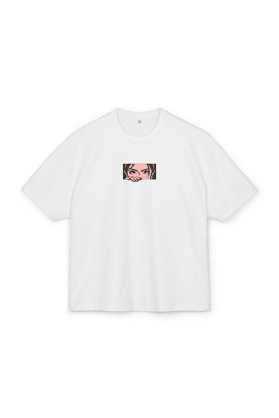 LORVEX تي شيرت قطني مطبوع كبير الحجم للجنسين – طباعة بناتي