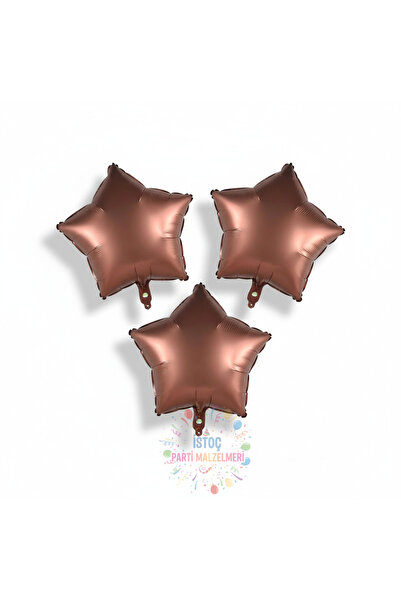 İSTOÇ PARTİ Caramel Color Star Foil Balloon 3 Pieces