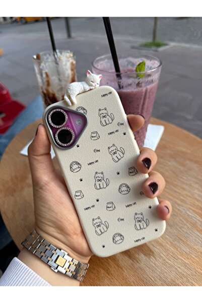 MustCase iPhone 16 Kılıf 3D Oyuncaklı Kedi Tasarımlı Esnek Silikon Kılıf