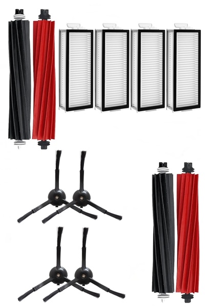 Rovexa Σετ μαύρων πλαϊνών βουρτσών 10 τεμαχίων συμβατό με Roborock Q8 Max & Q8 Max Plus