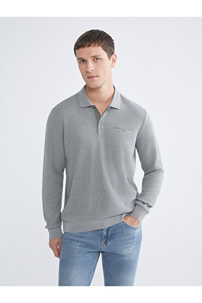 LC Waikiki Green Polo Neck Long Sleeve Men's Sweatshirt