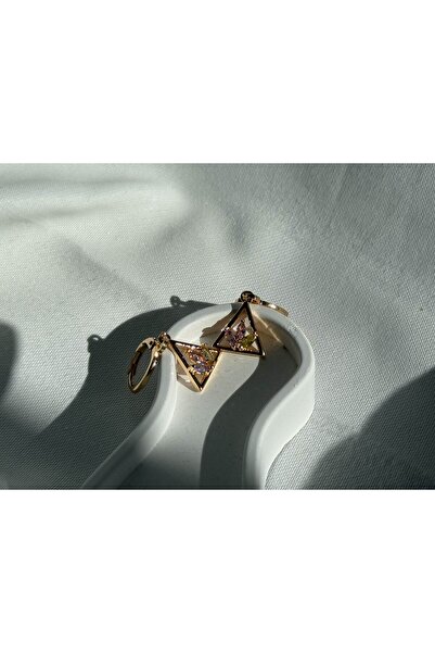 all mine Elegant Triangle Dangle Steel Earrings with Zircon Stone