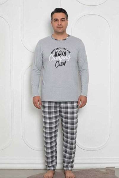 embody Men's cotton long pyjamas, men's cotton long pyjamas, batal large size grey 835
