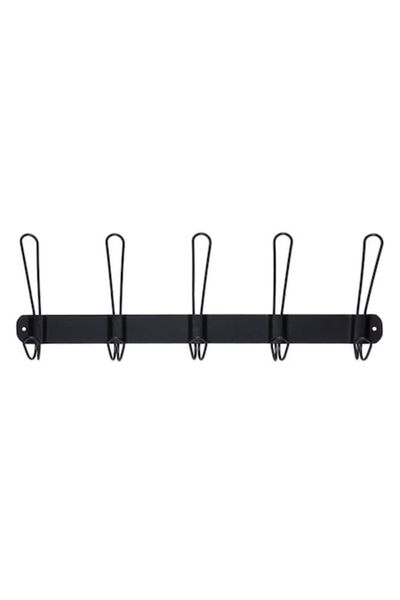BREZIUM Cuier cu 5 carlige pentru perete, Metal, 46x5x19 cm, Negru,