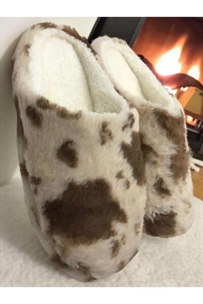 MARKABONİ Kadın Bej Ev Terliği Ses Yapmayan Yumuşak Rahat Taban İçi Yünlü Terlik