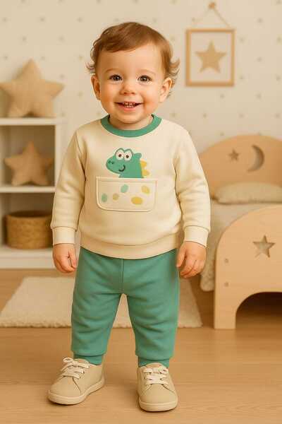MyPrettyBaby Dinosaur Mobile Pocket Winter Fleece 3-Thread Fabric Baby Boy To...