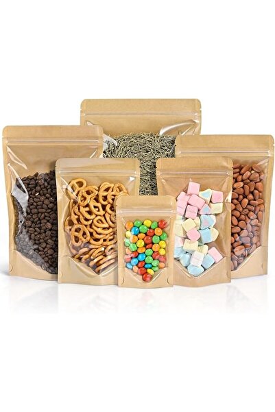 The Bros Stnd up Krft Pouches Cler Window Reselble Zip Lock Bags Cndy Sncks & Sweets