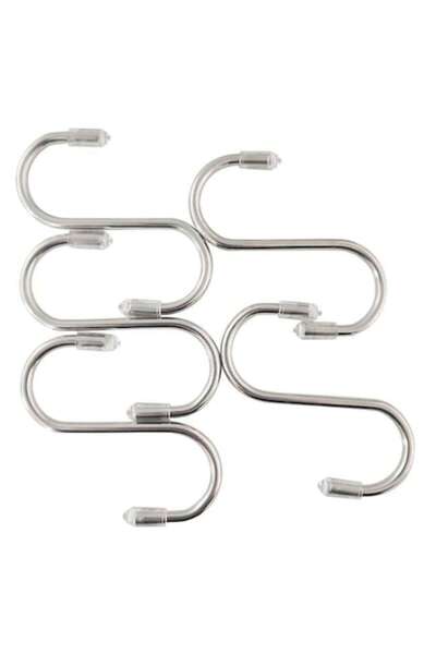 BREZIUM Set 5 cârlige metalice, 7cm, argintii,