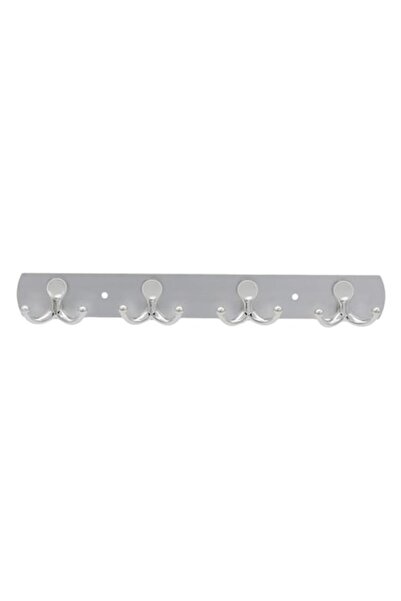 BREZIUM Cuier cu 4 carlige duble pentru perete, Metal, 31x4 cm, Gri,