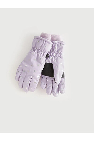 LC Waikiki Lcw Accessories Purple Polka Dot Patterned Girls' Snow Gloves