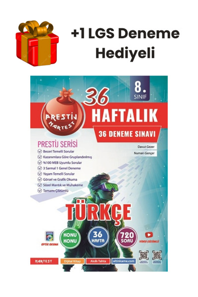 Nartest Yayınları Nartest 8.Sınıf LGS Türkçe 36 Haftalık Deneme +1 LGS Deneme...