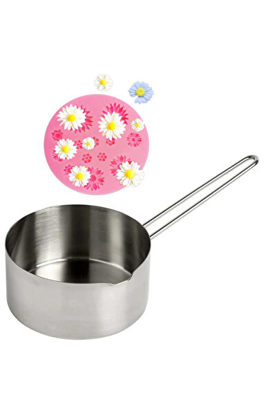 adin tasarım Çiçek Mum Yapım Seti Mum Eritme Kabı 750 ml Çiçek Silikon Kalıp ...