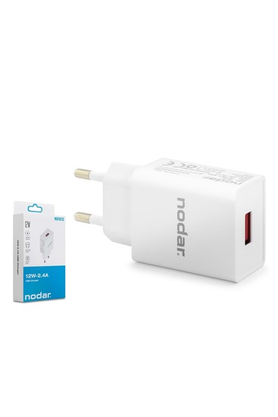 NODAR ND1012 USB Hızlı Şarj Adaptörü 12W 2.4A Beyaz