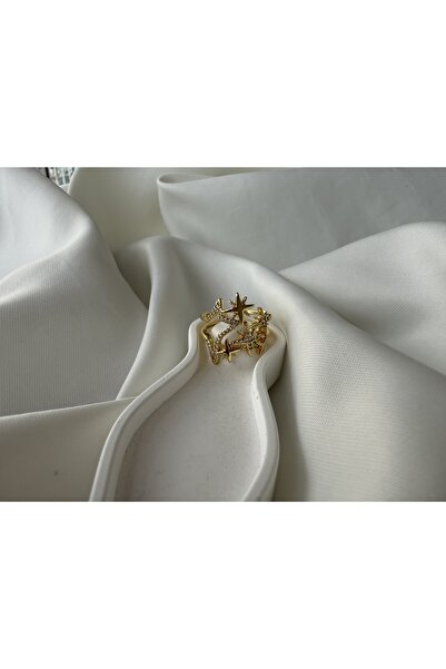 all mine خاتم فولاذي مرصع بأحجار الزركون على شكل نجوم