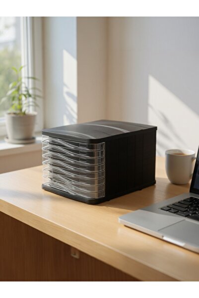 Ark Raft pentru documente cu sertare din plastic 8 piese negru ARK-4448