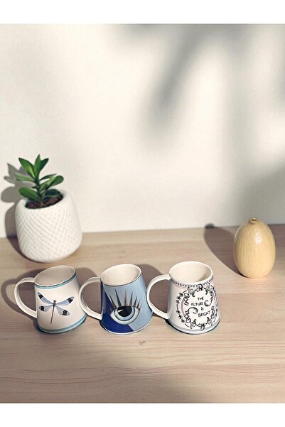 RİVO HOME DECOR Porcelain Mug Set of 3 340 ml